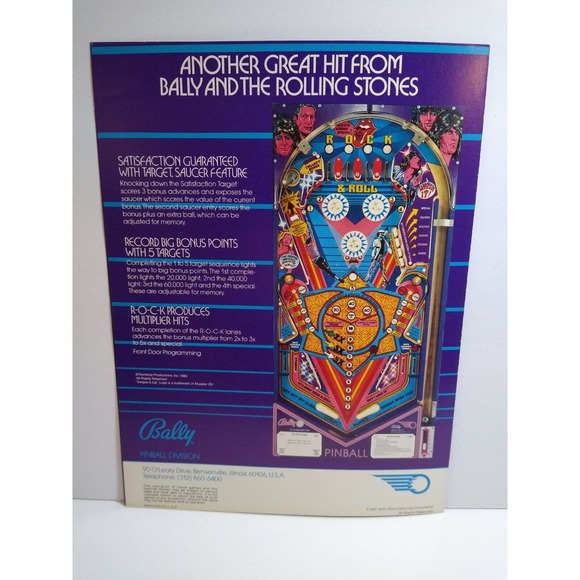Rolling Stones Pinball Flyer Original Foldout Rock Music Artwork Brochure 1980 - Picture 4 of 4